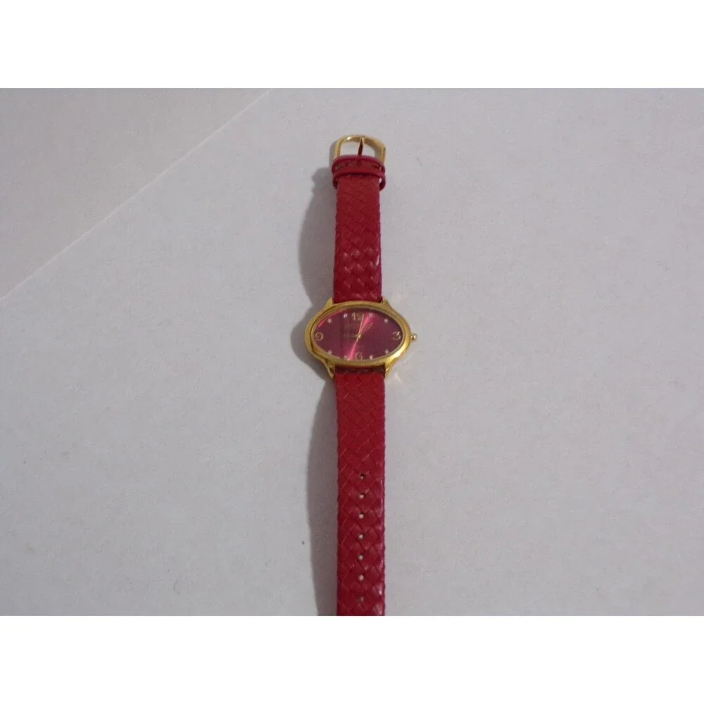 Joan Rivers Classic Collection #377 Red Leather Band Adj Gold Tone Women's Watch